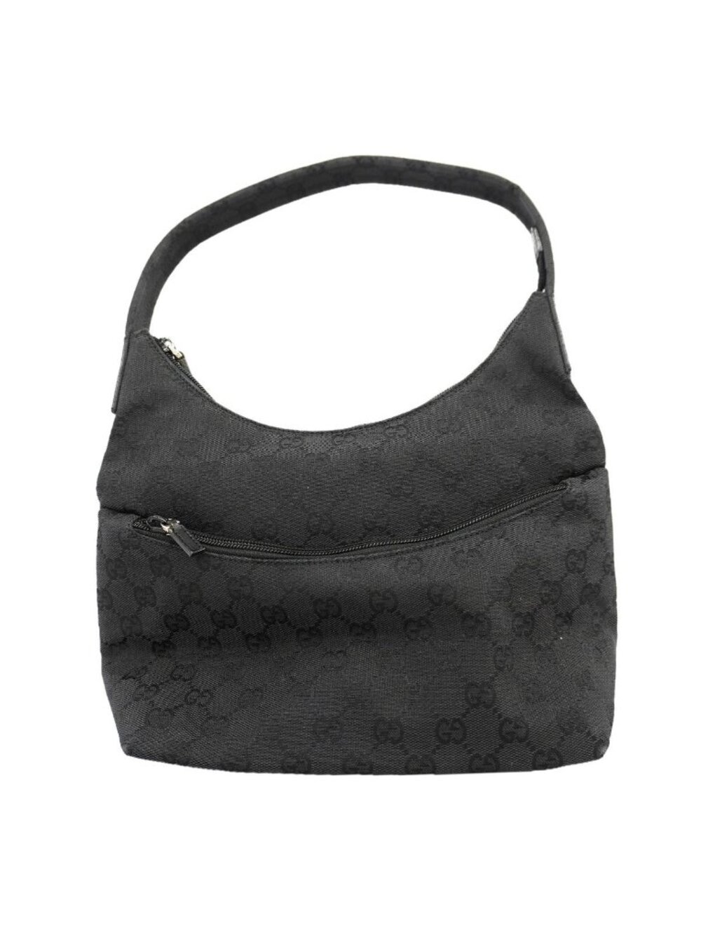 Gucci Shoulder Bag GG Canvas Black Silver